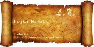 Lojka Nanett névjegykártya